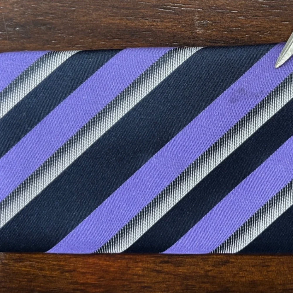 Apt 9‎ Mens Necktie Purple Navy Gray Striped Business Career Tie Vintage Note!
